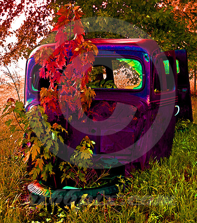 WRECK, TREE & TIRE (SOLARIZED) (Rt 66 nr Doolittle MO)