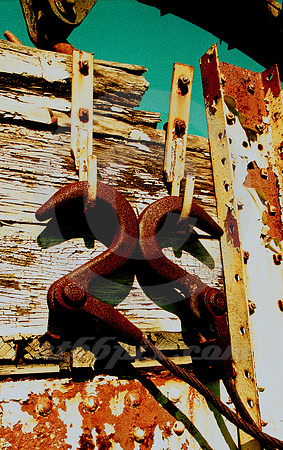 TWO HOOKS ON OLD RAILROAD CAR (Galveston TX)