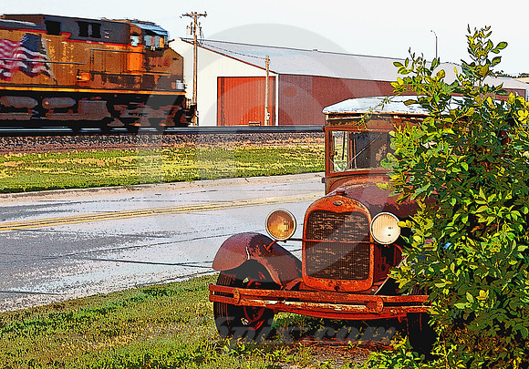 TRAIN & TRUCK (Lincoln Highway Wood River NE)