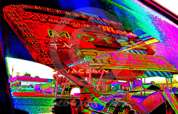 SIGN & MOTEL (SOLARIZED) (Rt 66 Lebanon MO)