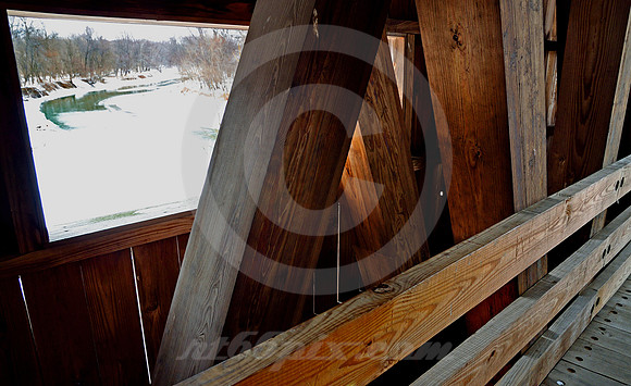 COVERED BRIDGE & RIVER (National Road nr Greenup IL)