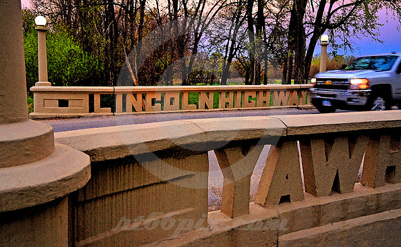 CHEVY PICKUP ON BRIDGE (Lincoln Highway Tama IA)
