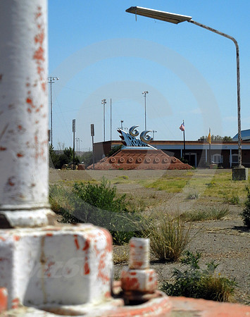 RT 66 MONUMENT FROM ACROSS 66 (Rt 66 Tucumcari NM)