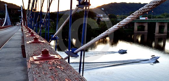 BOATS FROM BRIDGE (National Road Wheeling WV)