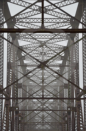 SUPERSTRUCTURE IN FOG (Rt 66 Chain of Rocks Bridge IL/MO)
