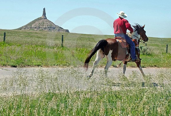 RE-RIDER AT CHIMNEY ROCK (nr Bayard NE)