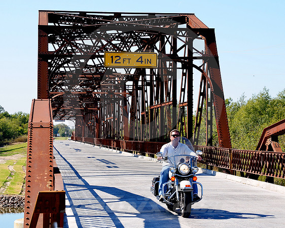 MOTORCYCLE & SHADOWS (Rt 66 Lake Overholser Bridge Oklahoma City)