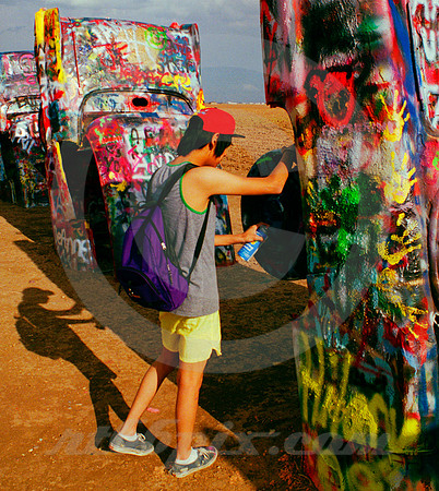 ARTIST AND SHADOW (Rt 66 Cadillac Ranch TX)
