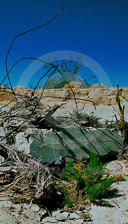 BRIDGE REMNANT, UNINTENDED MONUMENT (Rt 66 nr Amboy CA)