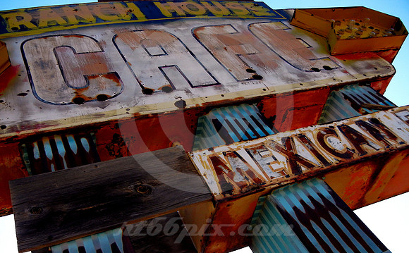 RANCH HOUSE CAFE SIGN, EAST FROM BELOW (Rt 66 Tucumcari NM)