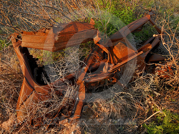 RUSTING WINDOW-FRAMES AT DAWN (Rt 66 nr Endee NM)