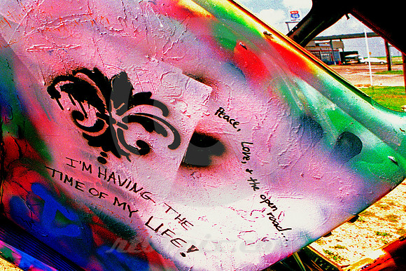 PEACE, LOVE  + (Rt 66 VW Bug Ranch Conway TX)