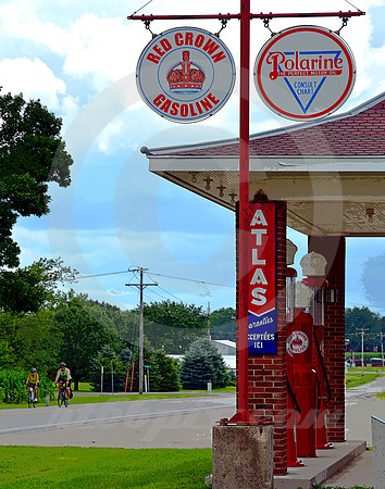 BICYCLISTS AT REED'S (Lincoln Highway Colo IA)