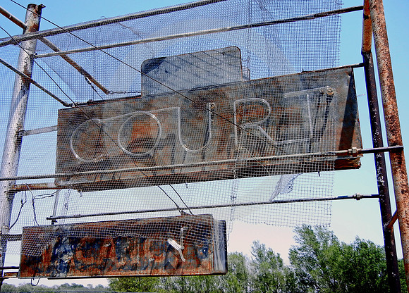 COURT NEON SIGN WITH WIRE MESH (Rt 66 McLean TX)