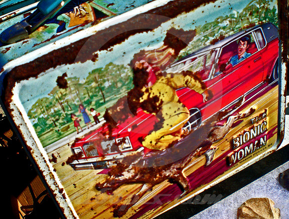 RUSTED BIONIC WOMAN LUNCHBOX (Canton TX)