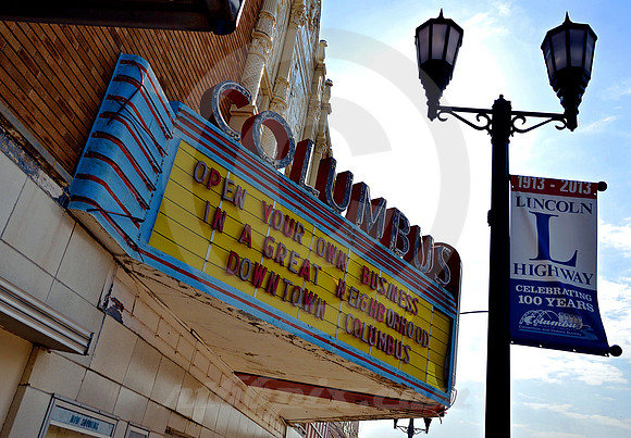 COLUMBUS THEATER MARQUEE (Lincoln Highway Columbus NE)