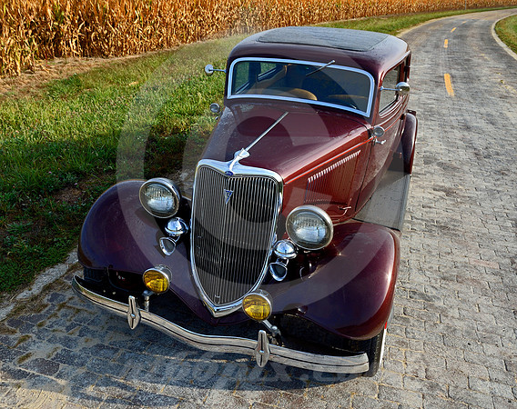 FORD ('34) ON BRICK CURVE (Rt 66 nr Auburn IL)