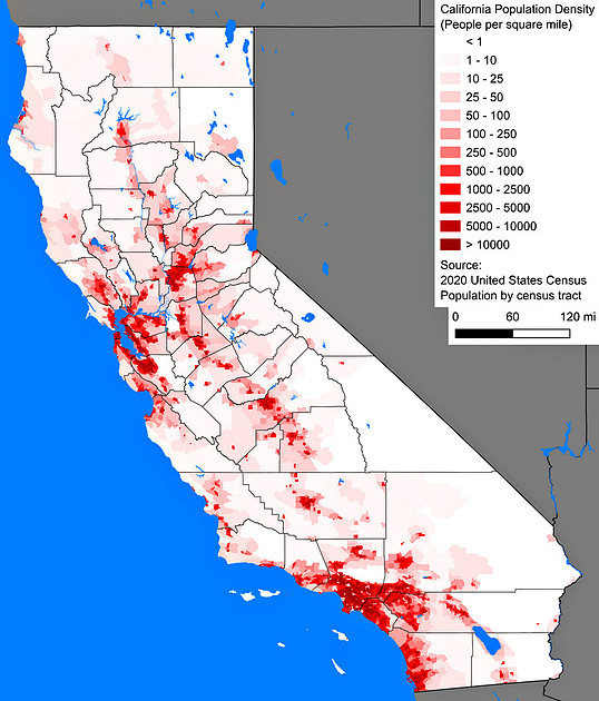 CA population density map