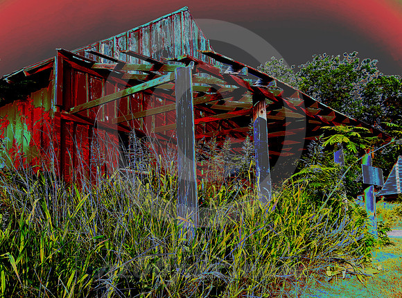ABANDONED GAS STATION, SOLARIZED (nr Waurika OK)