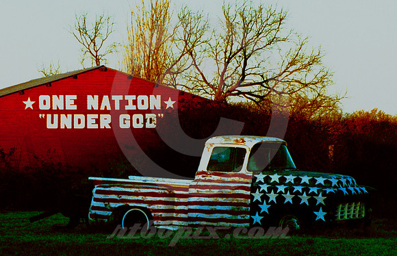 ONE NATION UNDER GOD, CHEVY TRUCK (West TX)