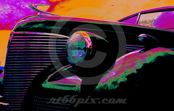 CHEVY GRILLE, LIGHT & HOOD (SOLARIZED) (Rt 66 Sapulpa OK)