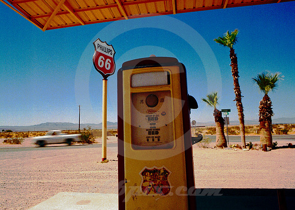 PHILLIPS 66 SIGN, CANOPY & PUMP (Rt 66 Golden Shores AZ)