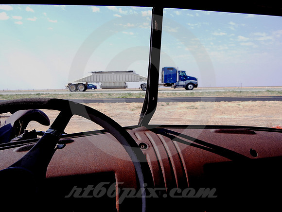 CHEVY TRUCK ('30S) WINDSHIELD VIEW (Rt 66 nr Amarillo TX)