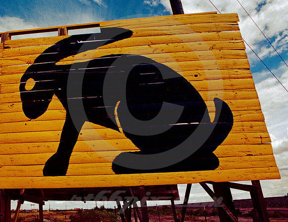 JACKRABBIT ON WEATHERING SIGN (Rt 66 Jackrabbit AZ)