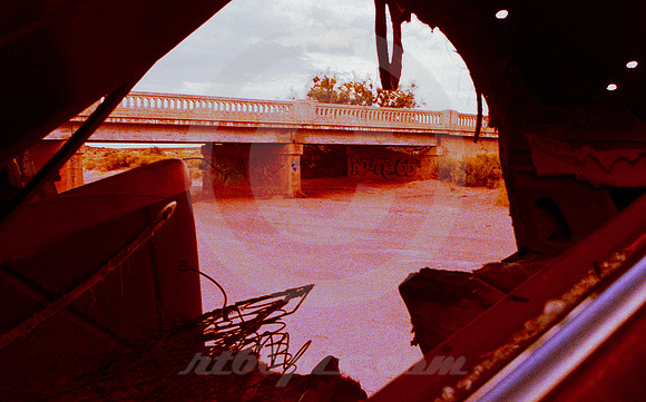 WRECK & BRIDGE GRAFFITI (Rt 66 nr Painted Desert AZ)