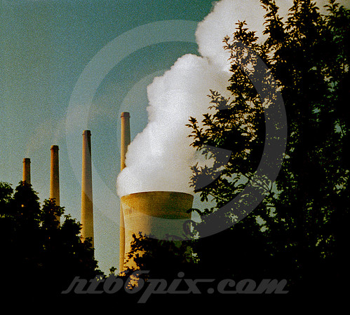 SMOKESTACKS AND TREES (Ohio River)