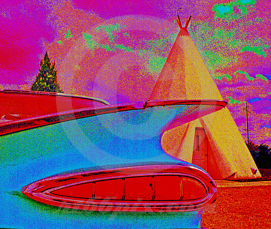 BATWING & WIGWAM (SOLARIZED) (Rt 66 Holbrook AZ)