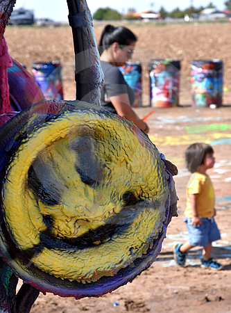 SMILEY & TODDLER (Rt 66 Cadillac Ranch TX)