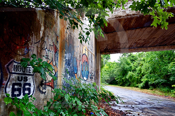 RAILROAD OVERPASS IN RAIN (Rt 66 nr Sapulpa OK)