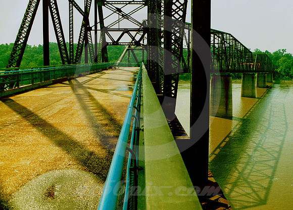 BRIDGE CURVE & SHADOWS (Rt 66 Chain of Rocks Bridge IL-MO)
