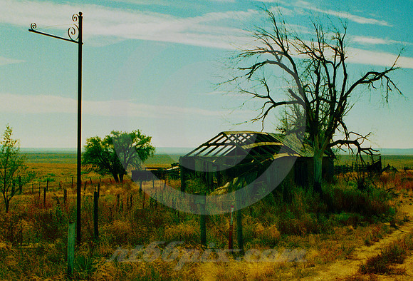 SIGN HOLDER, ABANDONED BUILDING (Rt 66 nr Bard NM)