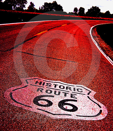 HISTORIC ROUTE 66 SHIELD (SOLARIZED) (Rt 66 nr Mt Olive IL)