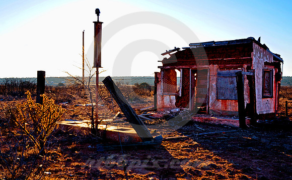 FILLING STATION AT DAWN (Rt 66 Newkirk NM)