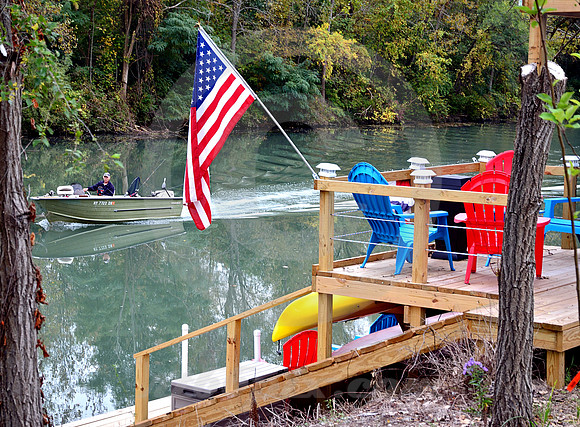 BOAT, FLAG & WAKE (Erie Canal nr North Tonawanda NY)