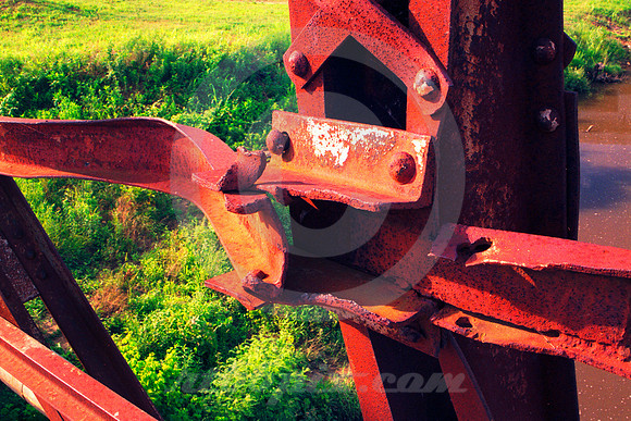 TWISTED STEEL ON BRIDGE (Rt 66 Rock Creek nr Sapulpa OK)